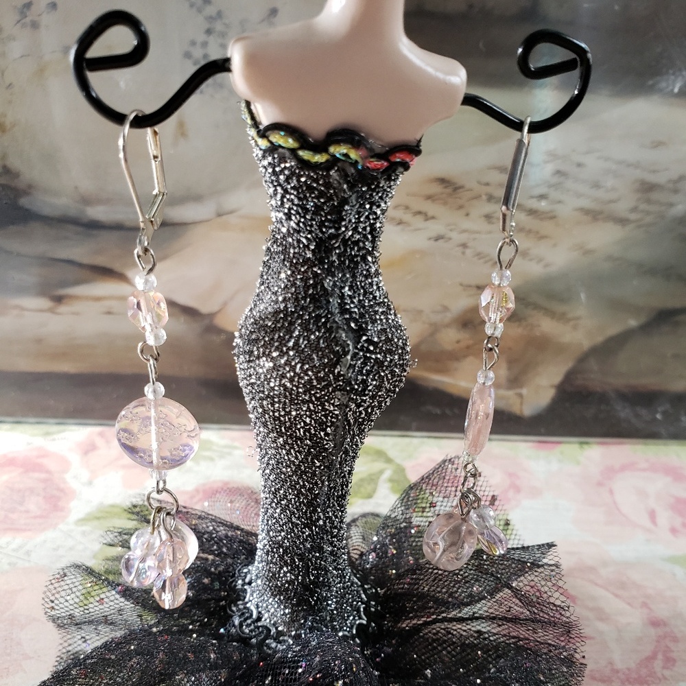 Dangle Earrings Pink AB Lampwork